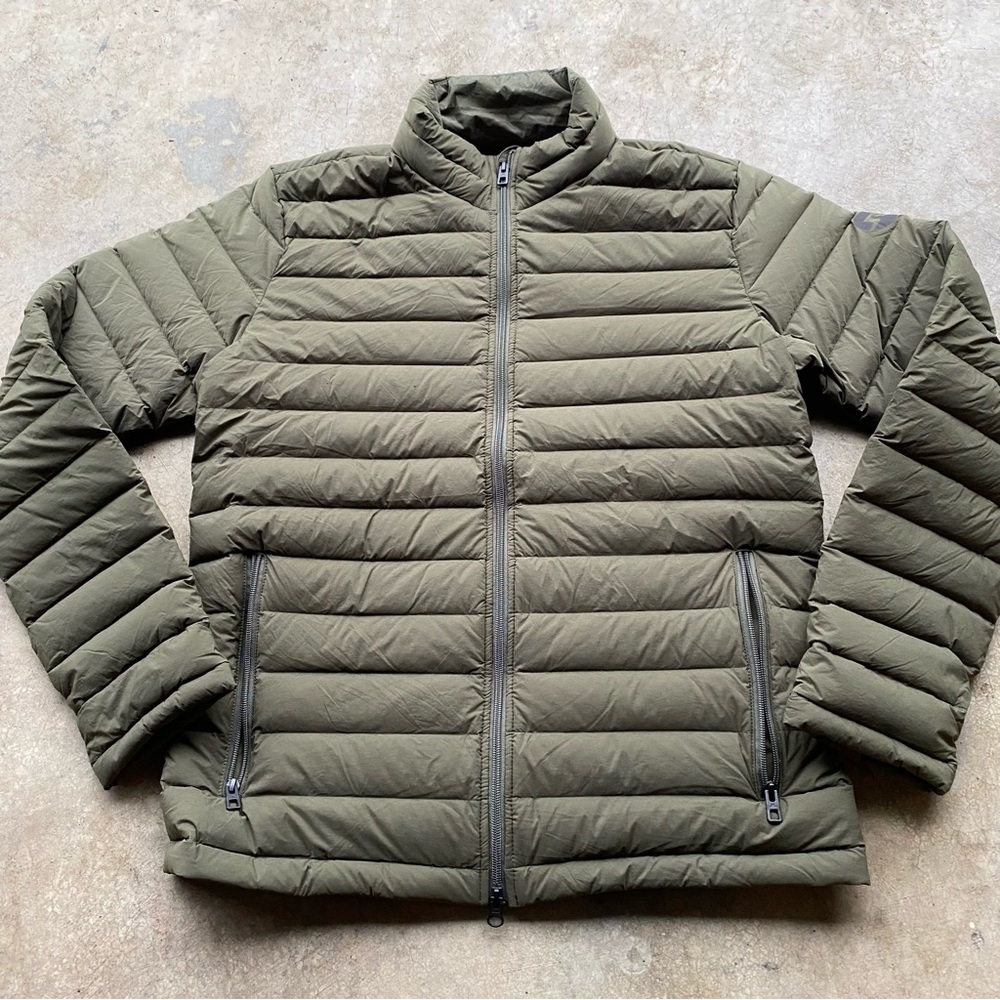 J Lindeberg Ease Light Down Jacket Olive Puffer Golf Full Zip Outdoor Large